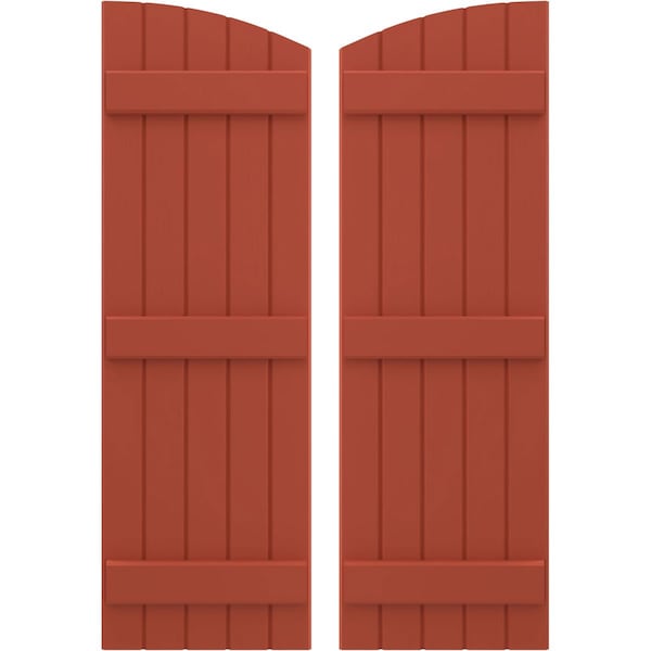 Ekena Millwork Americraft 5-Board (3 Batten) Wood Joined Board-n-Batten Shutters w/Ellipt Top, ARW401BE518X77CLH, PR ARW401BE518X77CLH - main
